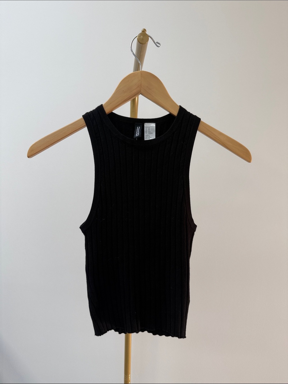 Black Ribbed Knit Sleeveless Tank Top XS NEW